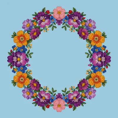 Detailed floral cross stitch pattern